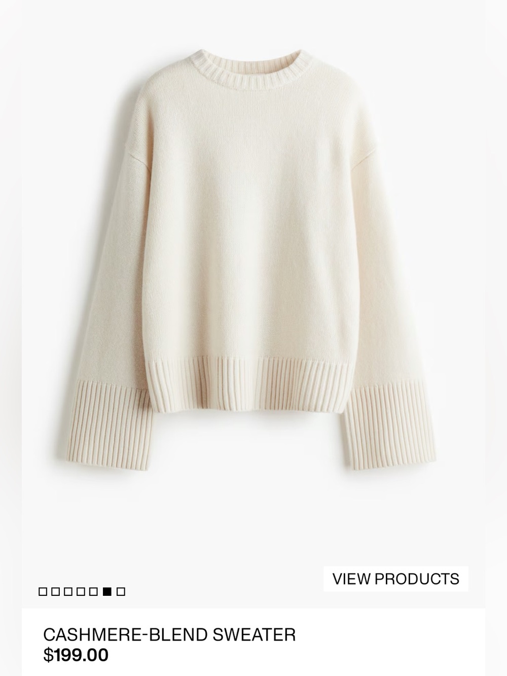 H&M Cream Cashmere/Wool Blend Sweater - XS